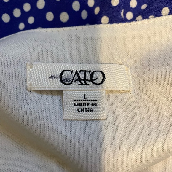 Cato Womens Purple White Poka Dot Dress Size Large Short Sleeve - Picture 7 of 10